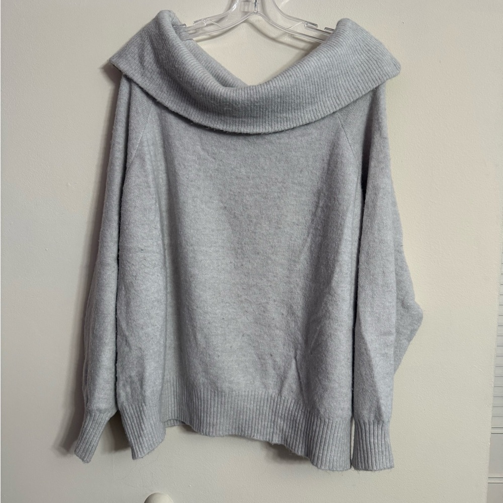 H&M Off The Shoulder Light Gray Marled Sweater Womens XXL - Picture 1 of 4